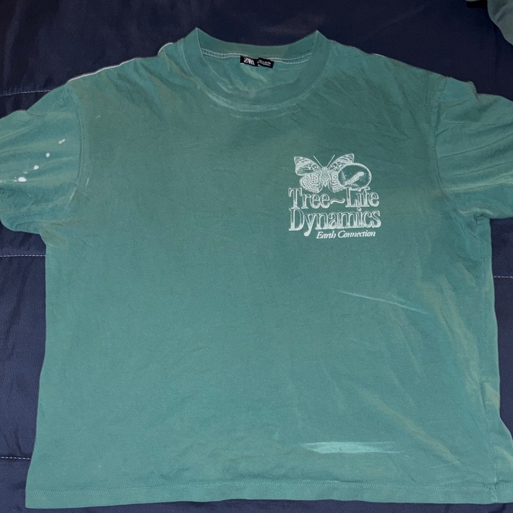 Zara Green Casual T-Shirt